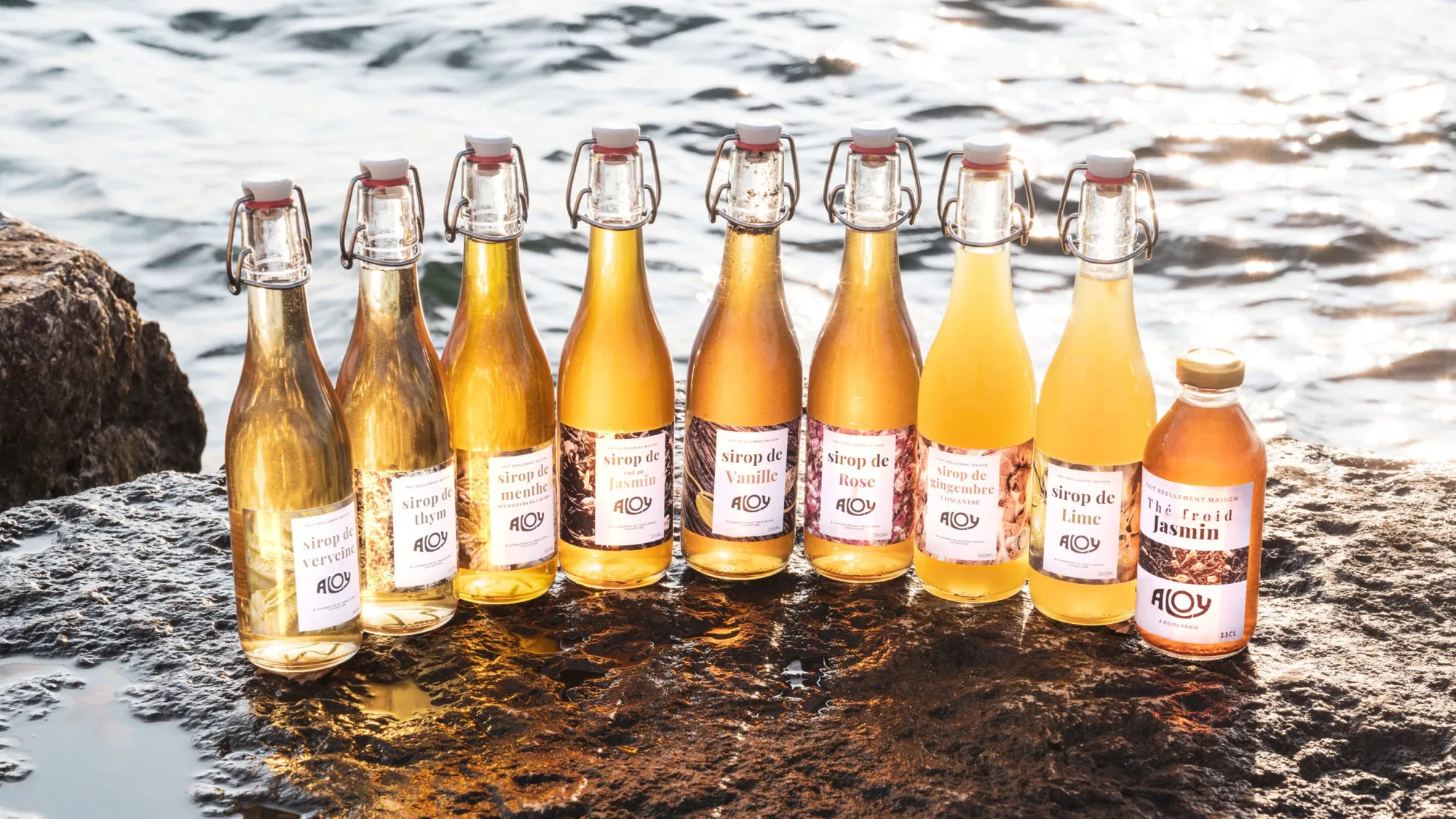 Bouteilles de sirop ALOY